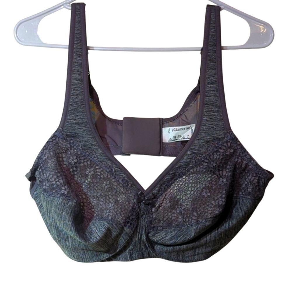 Glamorise Gray Lace No Pad No Wire Bra Women's Sz 42C